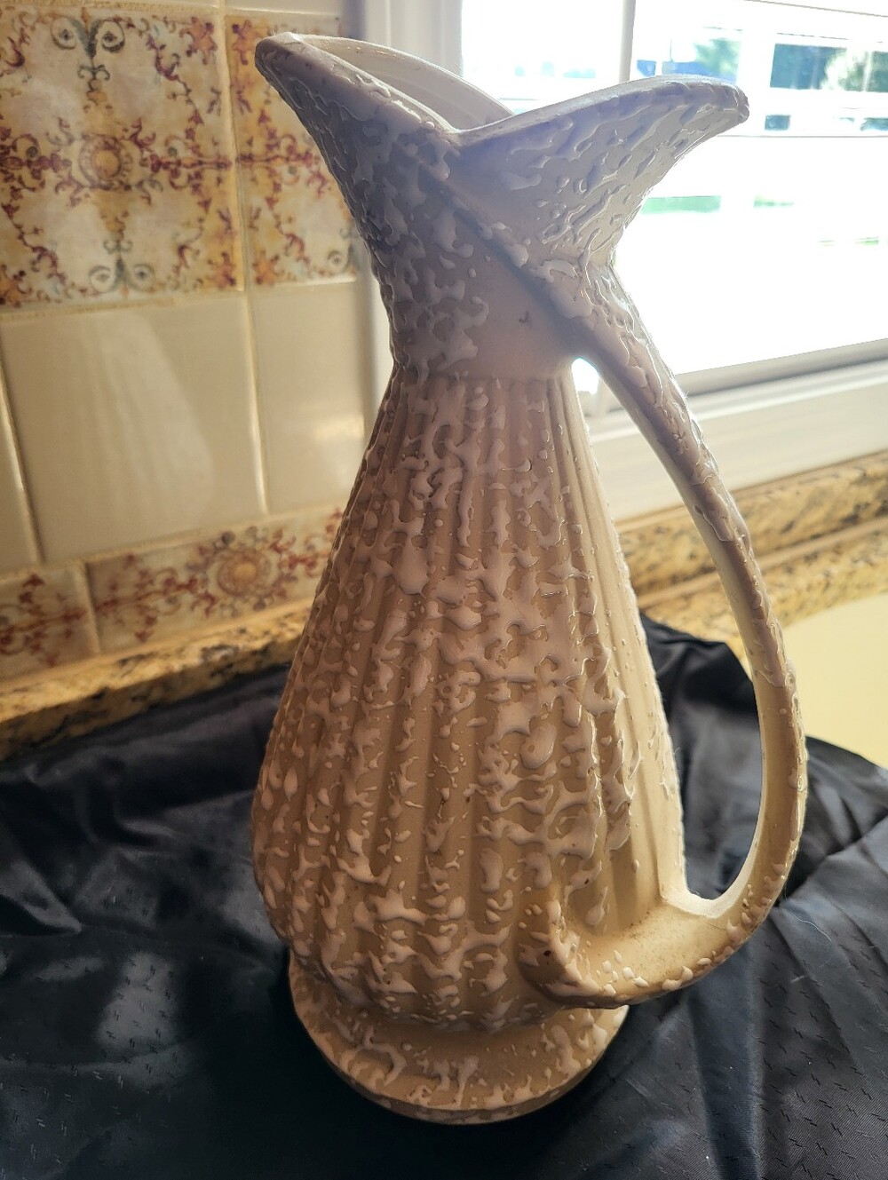 Mid Century Savoy China High Relief Cream Ceramic Splattered Textured Pitcher
